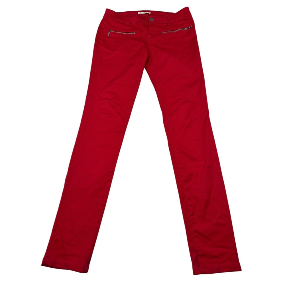 Love Fire‎ Red Skinny Stretch Pants Womens Size 1 Zipper Pocket Slim Fit